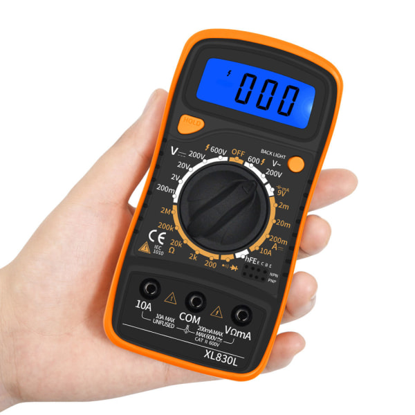 Digital Multimeter DC AC Voltmeter, Ohm Volt Amp Test Meter, Elektrisk Tester Ohmmeter med diode og kontinuitetsdetektor