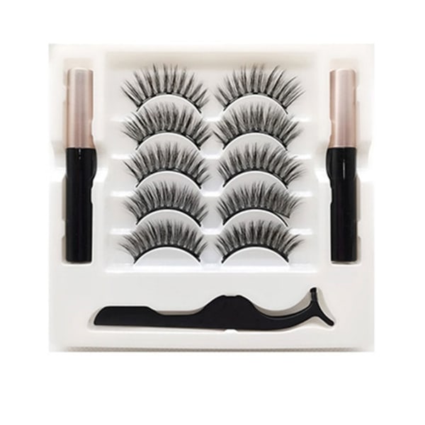 Magneettiset ripset ja eyeliner-setti, 5 paria luonnollisen näköisiä irtoripsiä magneettisella eyeliner-pinsetillä, helppo levittää 11