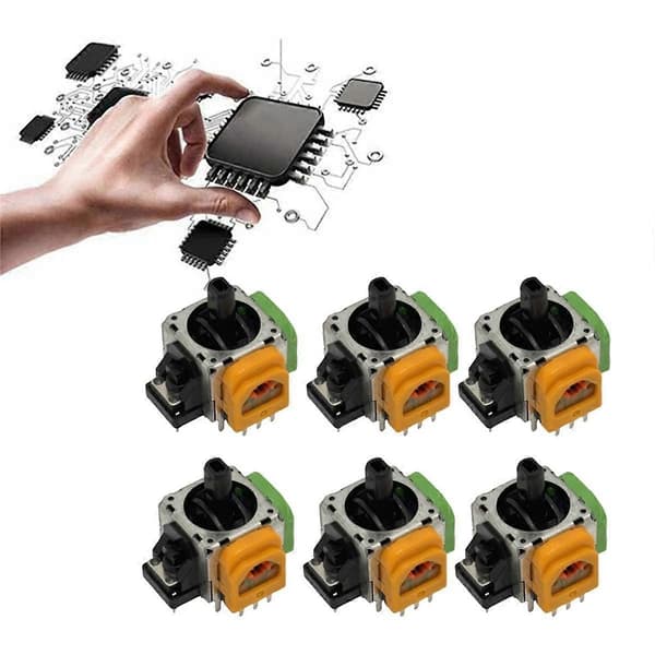 6 st för Hall elektromagnetisk joystick Högprecisions justerbar elektromagnetisk IC Hall Thumbstick 3D analog spak