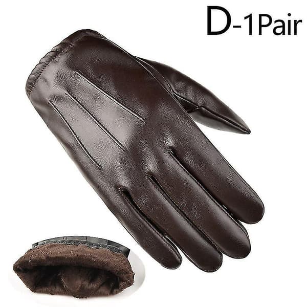 1 par Herre Pu læder Vinter Efterår Kørsel Hold varme handsker Cashmere Tactical M-xl L