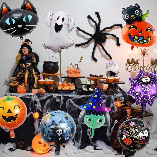 8 st Halloween set - pumpahäxa skalle Katt