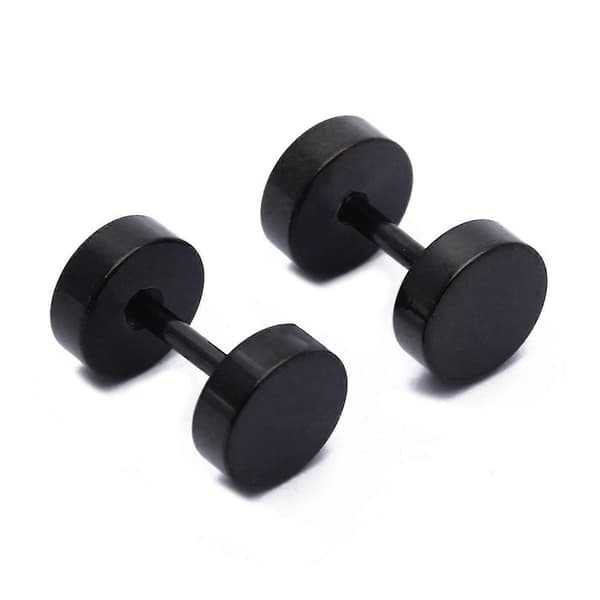 1 Par Barbell Øredobber i Rustfritt Stål for Menn Svart 6mm