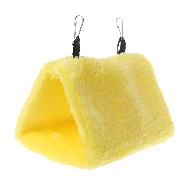 Varmt fågelbo Vintersäng Hus Snuggle Hut Hängmatta Bur Tält Plysch gömställe för små papegojor Cockatiels Yellow M