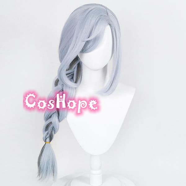 Genshin impact shenhe cosplay peruk pre flätad peruk 80cm grå