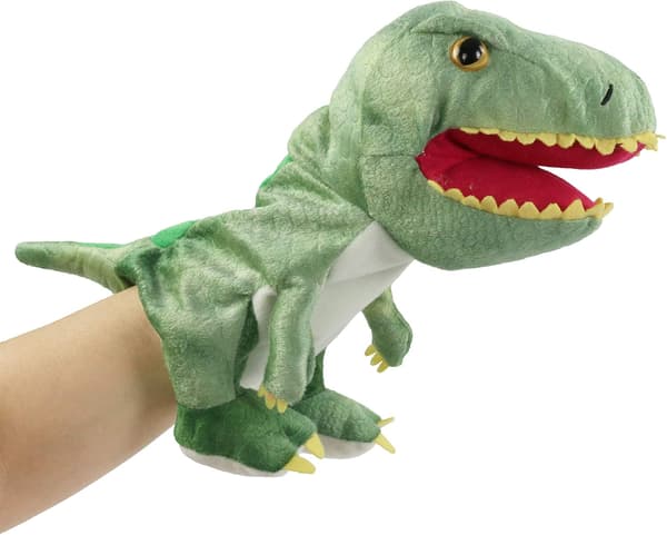 Plysch Dinosaurie Handdocka T-rex Gosedjur med Öppen Rörlig Mun