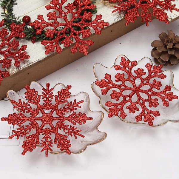 Plast Jul Glitter Snowflake Ornament Julgran