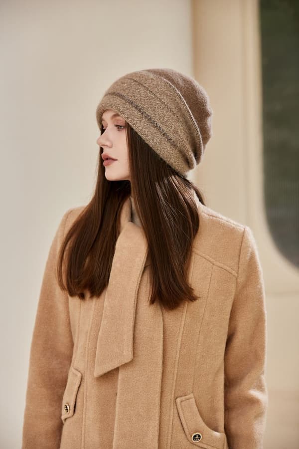 uldhat, varm hat, strikket hat, blød-Khaki