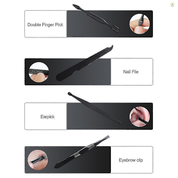 7 st set med case Professionell set nagelklippare rostfritt