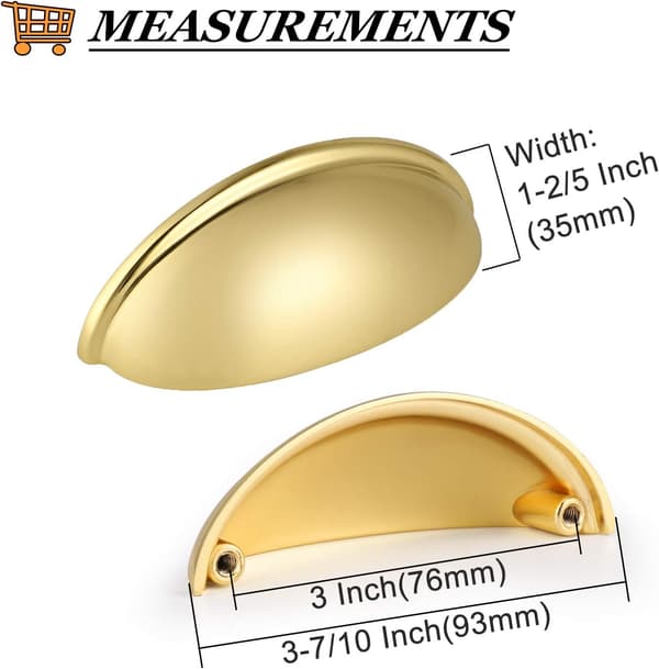 Gullkopp skapdørhåndtak Moderne skuffehåndtak, 76 mm (3\")