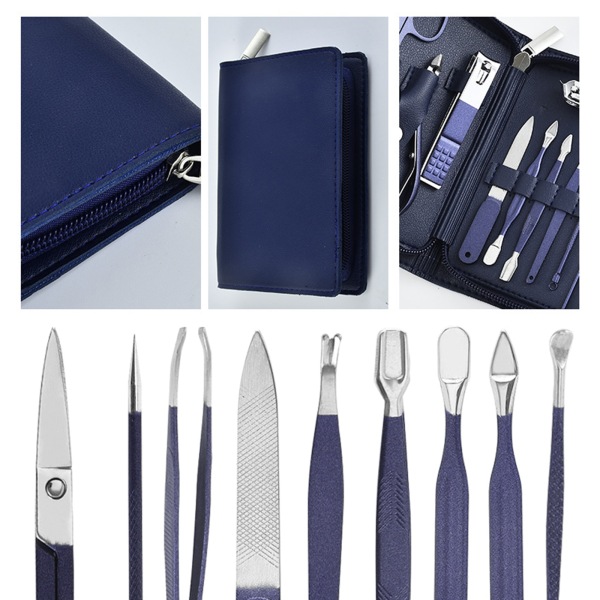 4/7/10/12/15/18 stk Reise Pedikyr Manikyr Sett Neglepleie Clipper Saks Kit Verktøy Grooming Rustfritt Stål Sett PU Veske 7piece sets