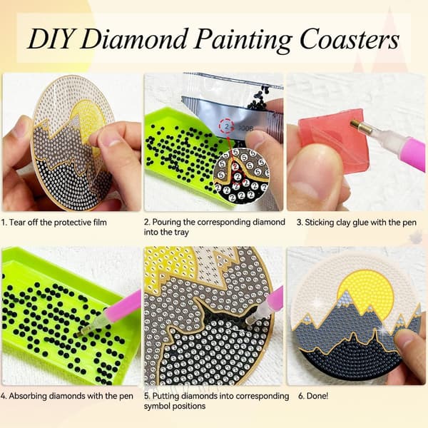 6-pakning DIY landskap diamantmaleri underlegg