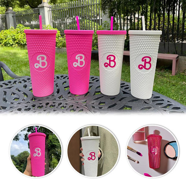 Barbie Dubbade Tumbler Mode Barbie Rosa Akryl Vattenkopp Wit white+pink 700ml