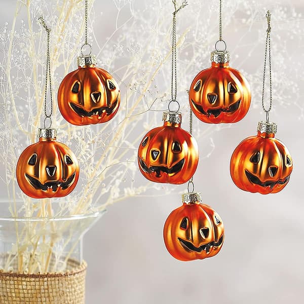 Glas Jack-o'-lantern Halloween-dekorationer - set med 6