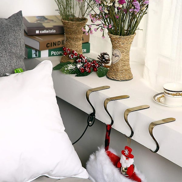 Julstrumpa Hållare Metall Öppen spis Strumpkrok Garland Mantel Krok För Juldekoration (2 st)