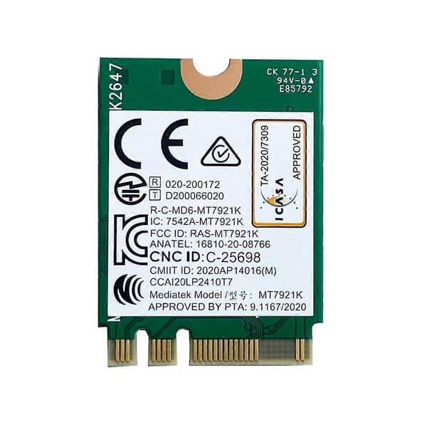 MT7921k Dual Band 2974M Wi-Fi 6 Bluetooth 5.1 Trådlöst Nätverkskort för Stationär/Bärbar Dator Stöder Windows 10/11
