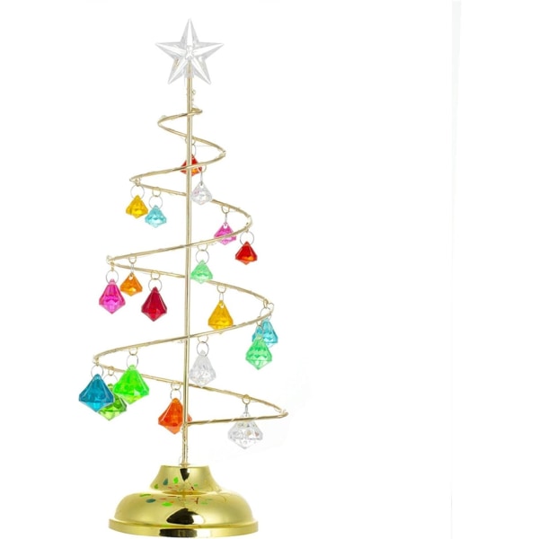 Bordsjulgran, Crystal Spiral Metall Julgransljus med Star Topper, 33CM