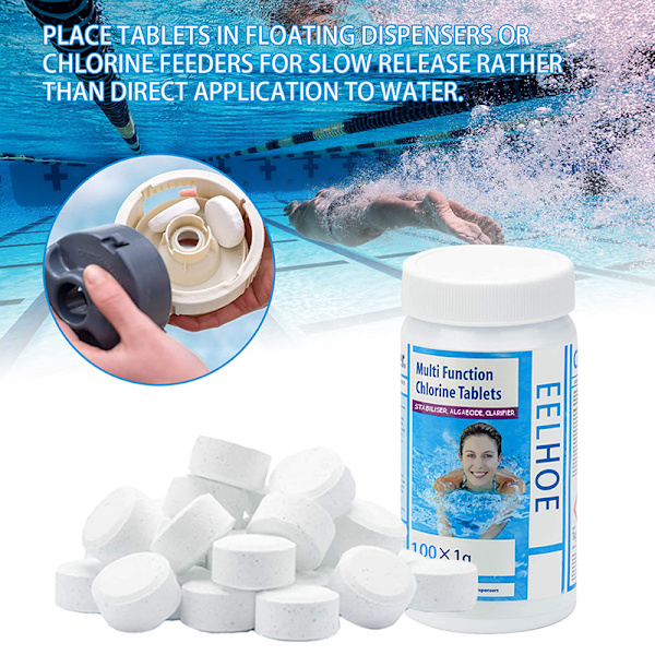 100st Poolrengöring Klortabletter Multifunktion Al White one size