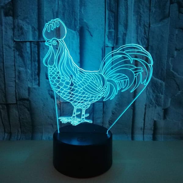 Optisk illusion 3D Cock Nattljus USB driven fjärrkontroll Forts