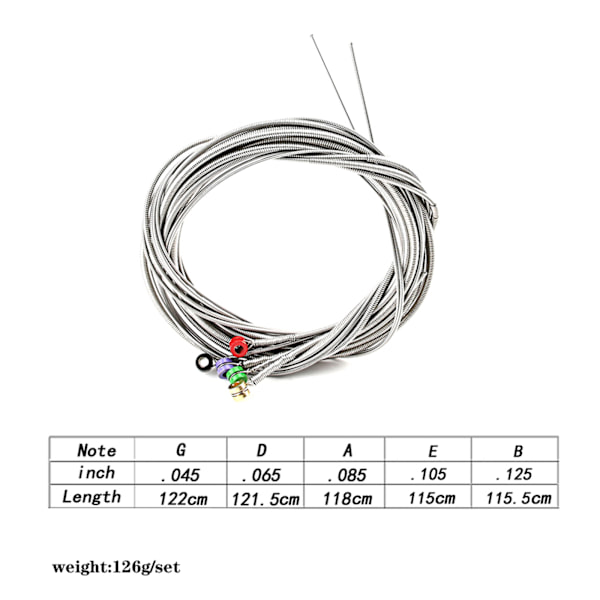 4 strenge elektrisk basstreng, 0,4 mm-1,0 mm rustfrit stål elektrisk bas strengeinstrument bas DIY Reparation basdele 5