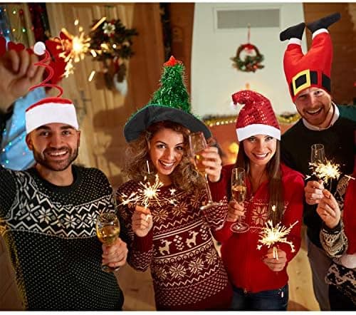 6 Styk Julehatte Xmashat Juletræshue Cap Julemandshue Spiralhat til