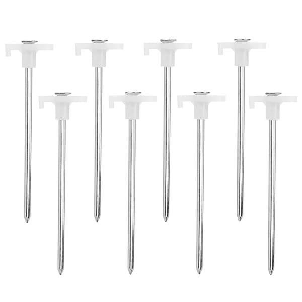 8x Stålteltplugger - Lange Holdbare Plugger med Plastfeste for Camping