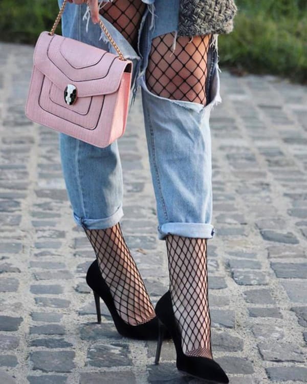 One-Size Fishnet Tights - Små maskor black one size