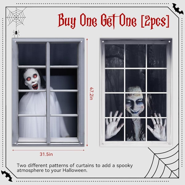 2-pack halloween spökgardin för kvinnor, cover,