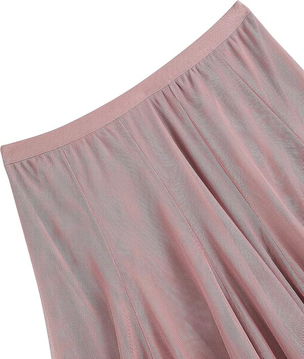 Tylskørt dame Elastisk høj talje Lagdelt Plisseret Mesh Flowy A-linje skørt