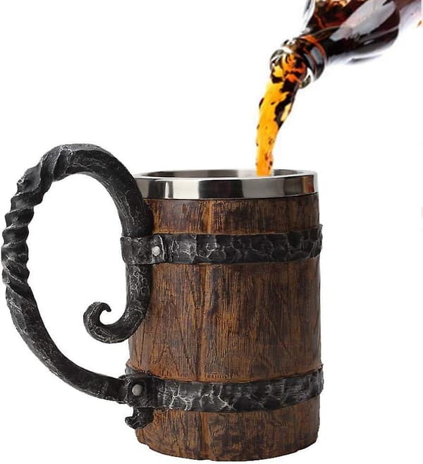 Ølglas imitation træ rustfrit stål krus træ gave