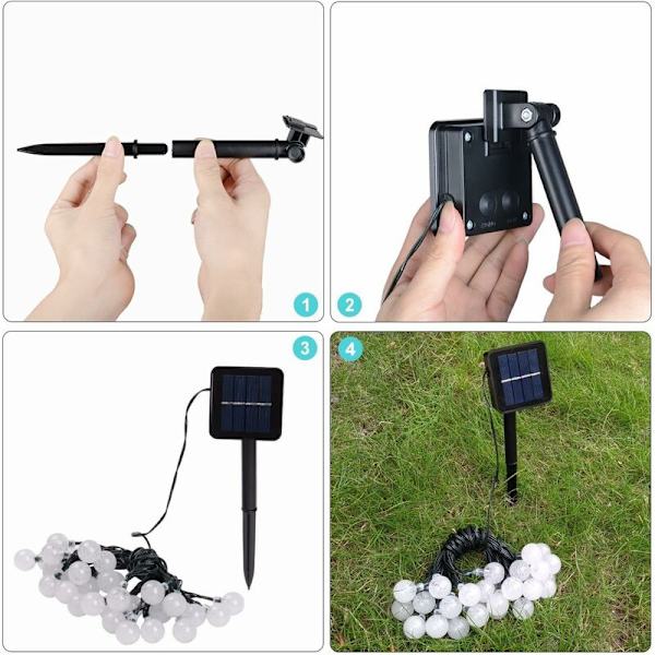 Solar String Lights Garden, 6,5 m 30 vattentäta kristallkulor LED S