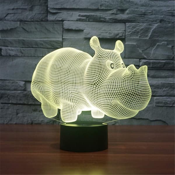 3D Optisk Illusion Flodhest Sensor Natlampe med Smart Touch