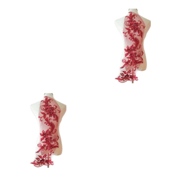 1/2/3/5 Lace Applique Patch Snygg och trendig dekoration Wine red 2Set