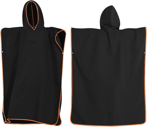 Byteskåp Huva Ponchohandduk Snabbtork Lätt byteshandduk Extra lång i mikrofiber Surf Poncho Universal (svart)
