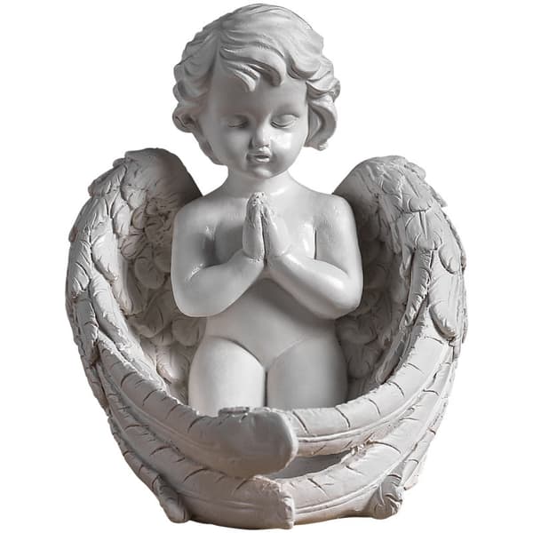 1 stk søt retro liten engel lysestake ornament, 13,5x15x16cm