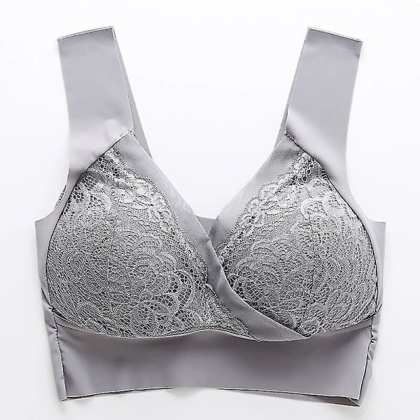 Dam Bralette Push-up BH Sömlösa Vestee Spetsunderkläder Gray L