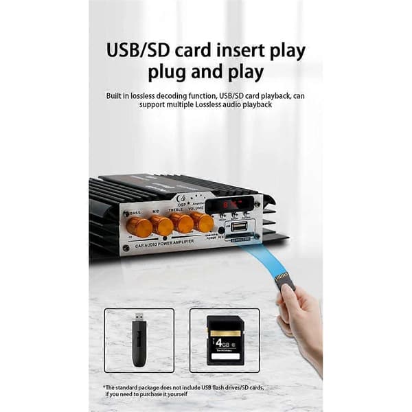 Bil 12v Bil Strømforsterker Bluetooth Mini Liten Strømforsterker Høyttalerforsterker Forsterker for Hjemmebruk Bil
