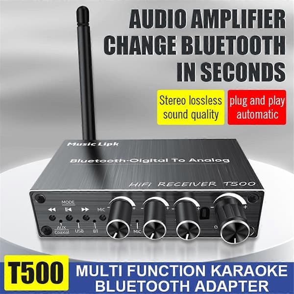 DAC Bluetooth 5.3 lydmottaker digital til analog omformer 3,5 mm AUX//koaksial/USB U-disk trådløs karaokemottaker
