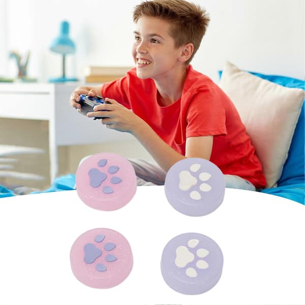 Joystick Cover Forhindrer Skridning Glitrende Sød Kattepoteform Silikone Tommelfingergreb Cover til Switch til Switch Lite