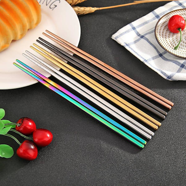 Spisepinde / Chopsticks i Rustfrit Stål - Flerfarvede multicolor
