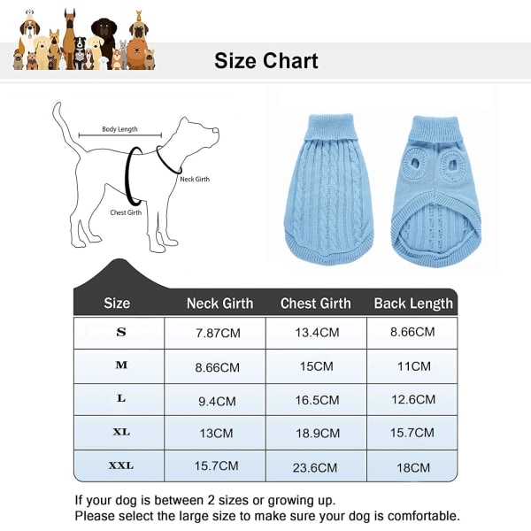 Pet Sweater, Turtleneck Knit Juper Dog Sweater War Coat Puppy Cat Apparel Light blue m