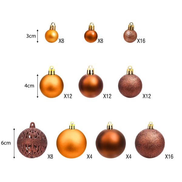 100 Pack Christmas Ball Christmas Ornament Set Julgransprydnader