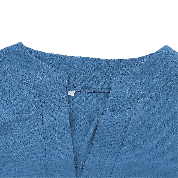 Elastisk dame V-hals ensfarget chiffon bluse dame langermet bluseskjorte