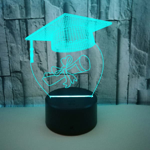 Bachelor Cap 3D Natlampe Farverig med Touch Re