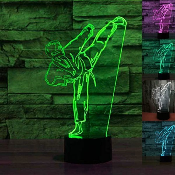 3D Taekwondo Night Light Lamp Illusion Night Light 7 Färg C