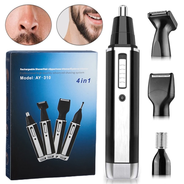 4 i 1 Hår Skæg Øjenbryn Øre Næse Barbermaskine Trimmer Elektrisk Sæt