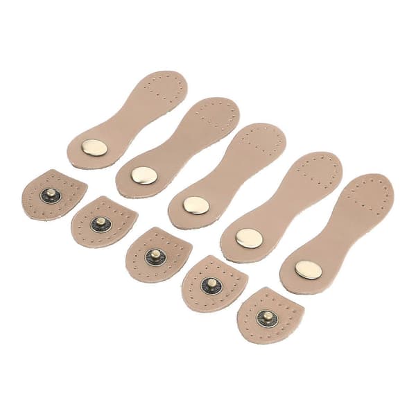 5 sæt læderknapper, bløde, bærbare DIY syning læderlukning til håndtasker, skuldertasker, punge, beige antik messing tilbehør
