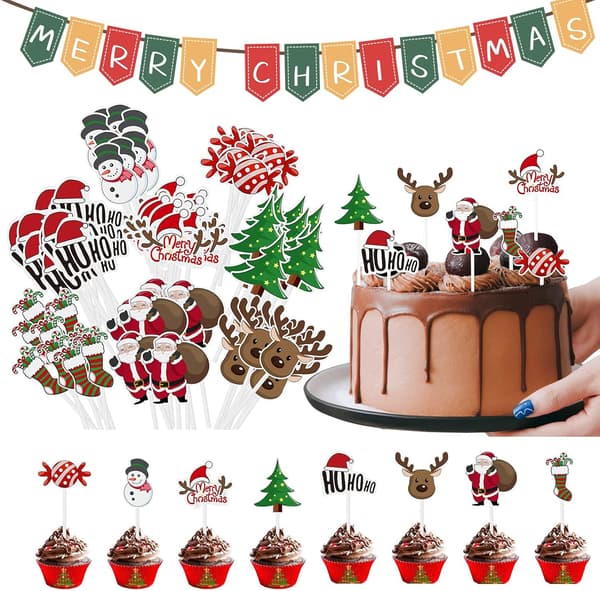 80 stk. jule cupcake toppers, julekage toppers Desse