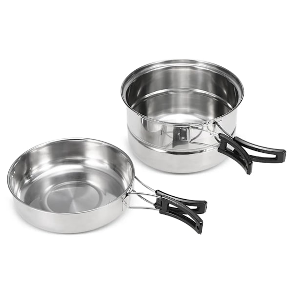 3 st Camping Köksredskap Set Rostfritt Stål Gryta Pan Steam Rack Utomhus Hem Kök Matlagning Set