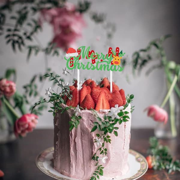 2 Sæt Jule Cupcake Toppers til Julefest Tegneserie