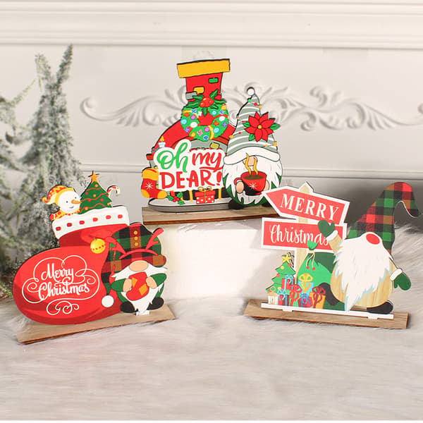 2 Stykker Julebordsdekor Tre Gnome Bordplate Skilt Tre JOY+tree